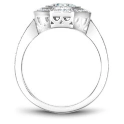 Noam Carver White Gold Octagonal Halo Diamond Engagement Ring Setting (0.39 CTW) -DIAMOND JEWELRY SHOP b251 01a side