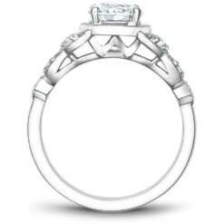 Noam Carver White Gold Milgrain Bezel Vintage Diamond Engagement Ring Setting (0.15 CTW) -DIAMOND JEWELRY SHOP b252 01a side