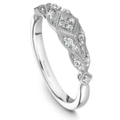 Noam Carver White Gold Milgrain Bezel Vintage Diamond Engagement Ring Setting (0.15 CTW) -DIAMOND JEWELRY SHOP b252 01b