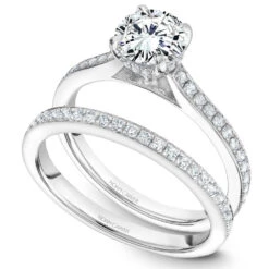 Noam Carver White Gold Channel Set Diamond Engagement Ring Setting (0.30 CTW) -DIAMOND JEWELRY SHOP b253 01both