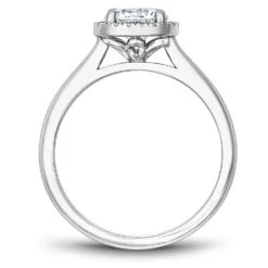 Noam Carver White Gold Engagement Ring Setting With Diamond Halo (0.08 CTW) -DIAMOND JEWELRY SHOP b260 01a side