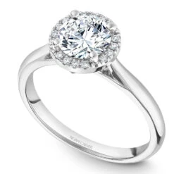 Noam Carver White Gold Engagement Ring Setting With Diamond Halo (0.08 CTW)