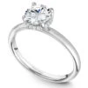 Noam Carver White Gold Solitaire Engagement Ring Setting With Diamond Centerpiece (0.06 CTW) -DIAMOND JEWELRY SHOP b263 02a standing