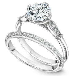 Noam Carver White Gold Vintage Diamond Engagement Ring Setting (0.06 CTW) -DIAMOND JEWELRY SHOP b267 01both