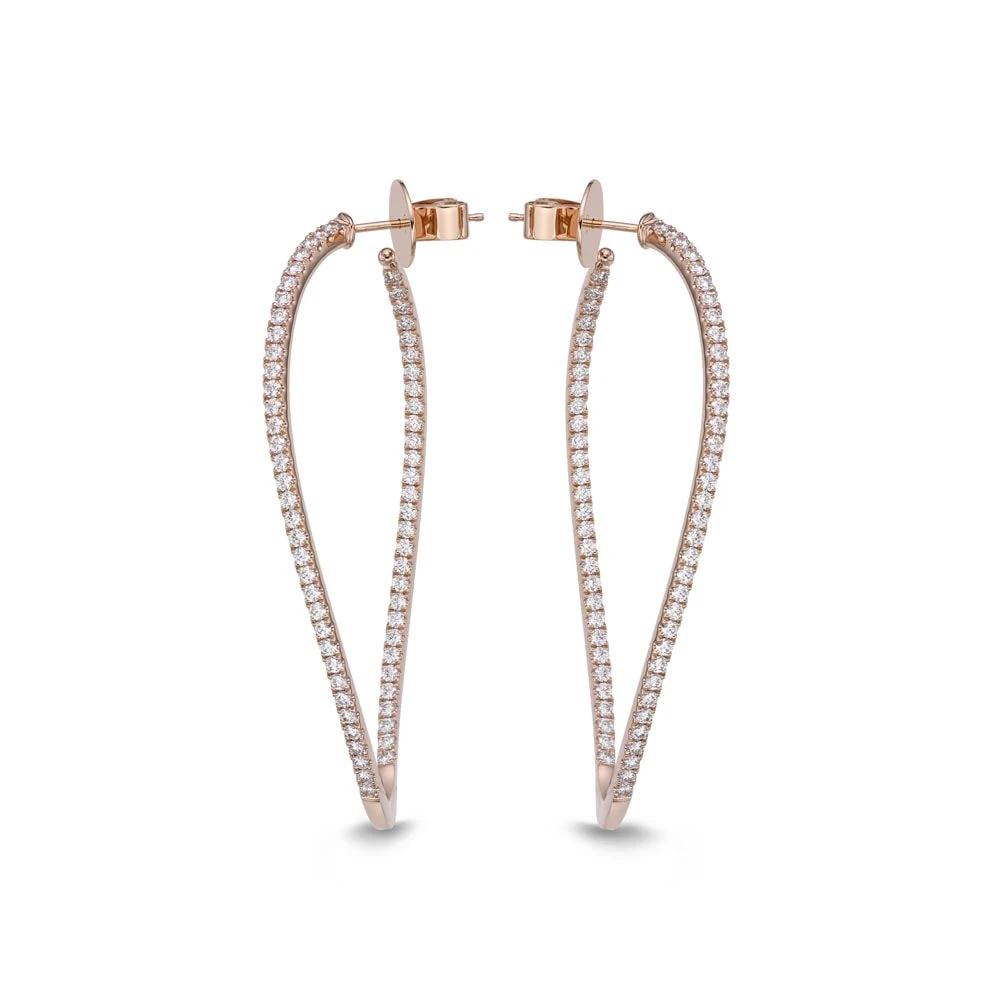 IDC Signature Collection: Rose Gold Diamond Twist Hoop Earring (2ctw Approx.) 4 IDC Signature Collection: Rose Gold Diamond Twist Hoop Earring (2ctw Approx.) - Image 2