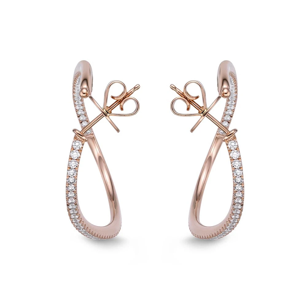 IDC Signature Collection: Rose Gold Diamond Twist Hoop Earring (2ctw Approx.) 5 IDC Signature Collection: Rose Gold Diamond Twist Hoop Earring (2ctw Approx.) - Image 3