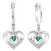 Silver Diamond & Created Emerald Earring 2 Silver Diamond & Created Emerald Earring -DIAMOND JEWELRY SHOP d