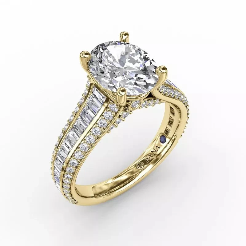 FANA Oval Diamond Solitaire Engagement Ring Setting With Baguettes And Pavé 7 FANA Oval Diamond Solitaire Engagement Ring Setting With Baguettes And Pavé - Image 5