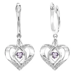 Silver Diamond & Created Alexandrite Earring