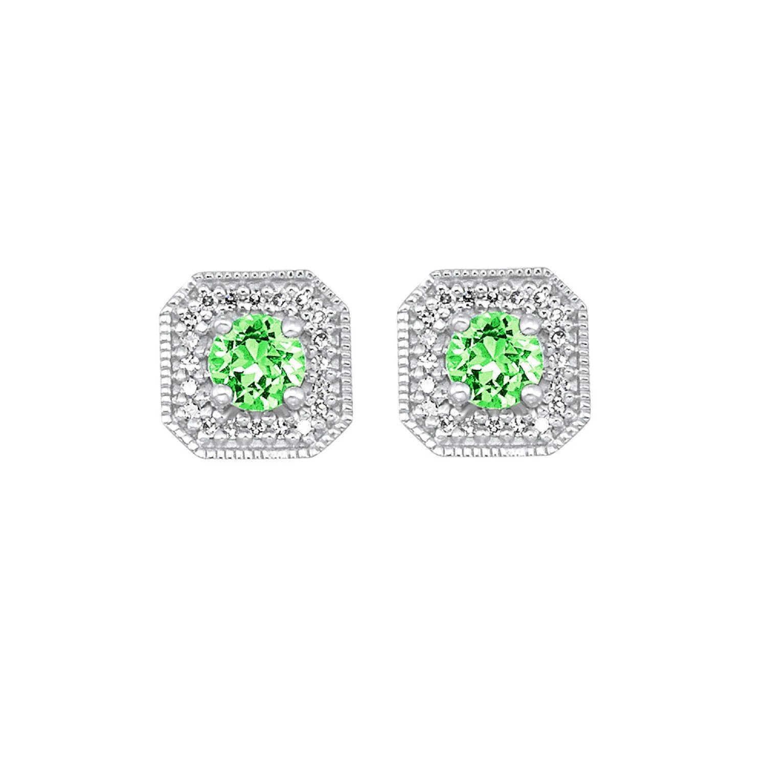 White Gold Diamond & Emerald Fashion Colorstone Earring 3 White Gold Diamond & Emerald Fashion Colorstone Earring
