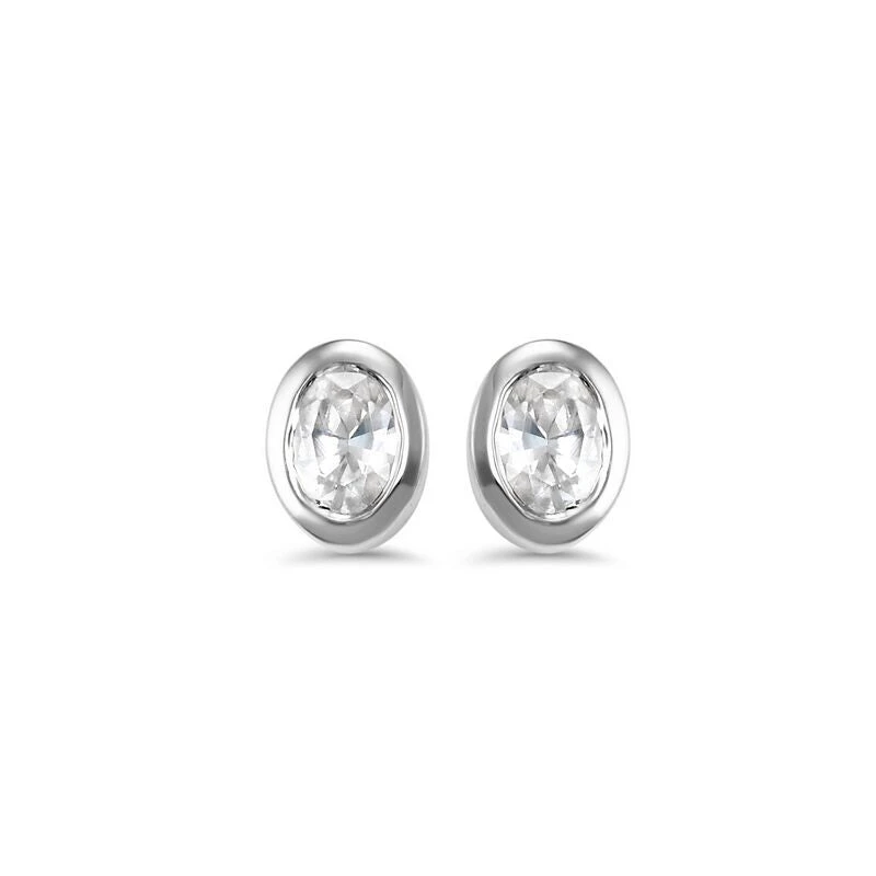 14K White Gold Oval Shaped Diamond Stud Earrings (0.16 CTW) 3 14K White Gold Oval Shaped Diamond Stud Earrings (0.16 CTW)