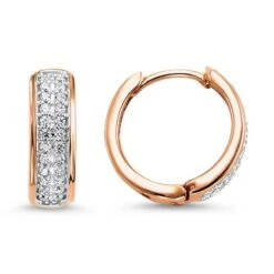 Rose Gold Hoop Earringsw With Diamonds (0.16 CTW)