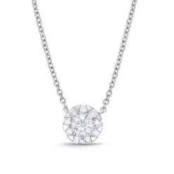 IDC Signature Collection: White Gold Diamond Bouquet Everyday Necklace .65ctw Approx. (.40 Center)