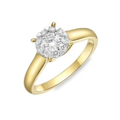 IDC Signature Collection: Yellow Gold Bouquet Solitaire Engagement Ring .47ctw Approx. (.30 Center