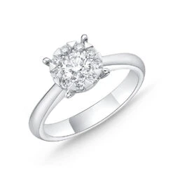 IDC Signature Collection: White Gold Round Bouquet Solitaire Engagement Ring .63ctw Approx. (.40 Center)