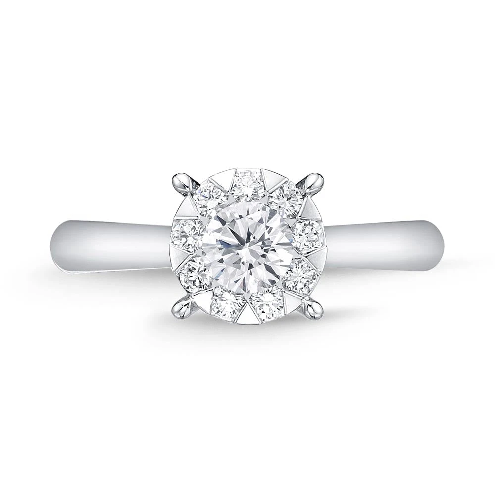 IDC Signature Collection: White Gold Round Bouquet Solitaire Engagement Ring .63ctw Approx. (.40 Center) 4 IDC Signature Collection: White Gold Round Bouquet Solitaire Engagement Ring .63ctw Approx. (.40 Center) - Image 2