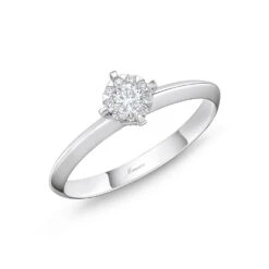 IDC Signature Collection: White Gold Round Engagement Rings (0.16 Ctw)