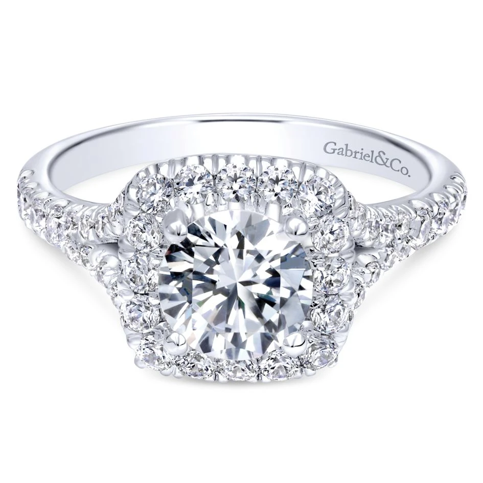 Gabriel Bridal Collection White Gold Diamond Diamond Accent Halo Engagement Ring (0.82 Ctw) 3 Gabriel Bridal Collection White Gold Diamond Diamond Accent Halo Engagement Ring (0.82 Ctw)