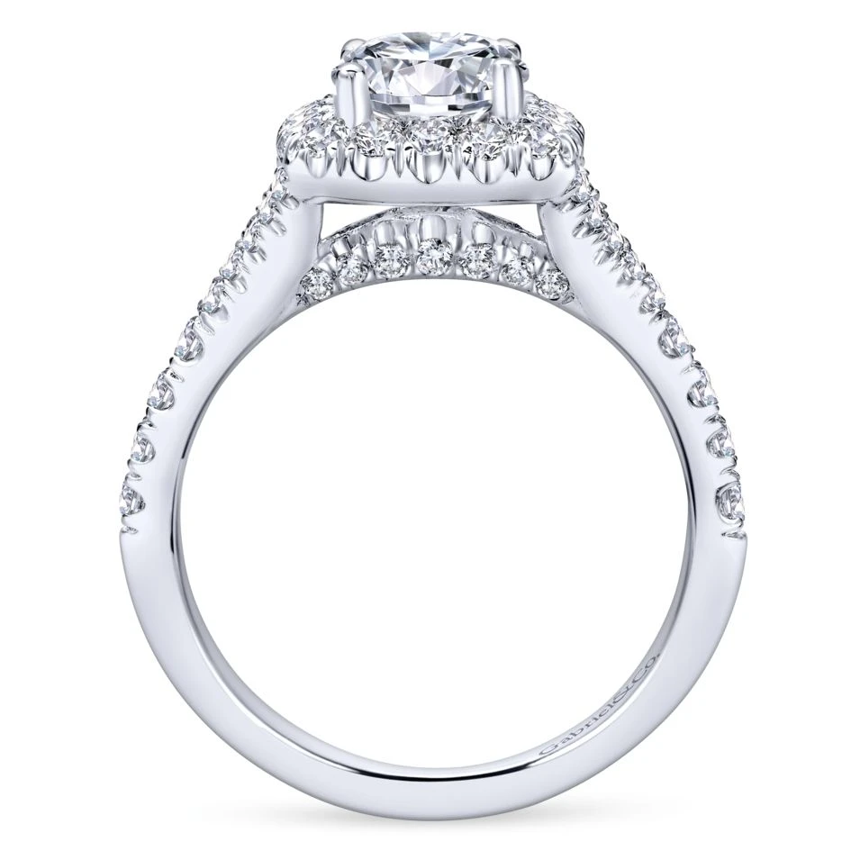 Gabriel Bridal Collection White Gold Diamond Diamond Accent Halo Engagement Ring (0.82 Ctw) 4 Gabriel Bridal Collection White Gold Diamond Diamond Accent Halo Engagement Ring (0.82 Ctw) - Image 2