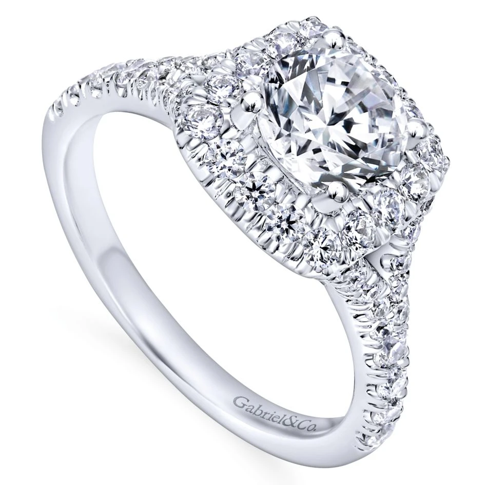 Gabriel Bridal Collection White Gold Diamond Diamond Accent Halo Engagement Ring (0.82 Ctw) 5 Gabriel Bridal Collection White Gold Diamond Diamond Accent Halo Engagement Ring (0.82 Ctw) - Image 3
