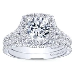 Gabriel Bridal Collection White Gold Diamond Diamond Accent Halo Engagement Ring (0.82 Ctw) 10 Gabriel Bridal Collection White Gold Diamond Diamond Accent Halo Engagement Ring (0.82 Ctw) -DIAMOND JEWELRY SHOP gabriel er10290w44jj 4