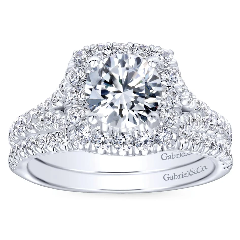 Gabriel Bridal Collection White Gold Diamond Diamond Accent Halo Engagement Ring (0.82 Ctw) 6 Gabriel Bridal Collection White Gold Diamond Diamond Accent Halo Engagement Ring (0.82 Ctw) - Image 4