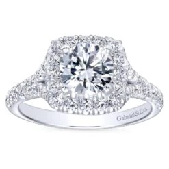 Gabriel Bridal Collection White Gold Diamond Diamond Accent Halo Engagement Ring (0.82 Ctw) 11 Gabriel Bridal Collection White Gold Diamond Diamond Accent Halo Engagement Ring (0.82 Ctw) -DIAMOND JEWELRY SHOP gabriel er10290w44jj 5