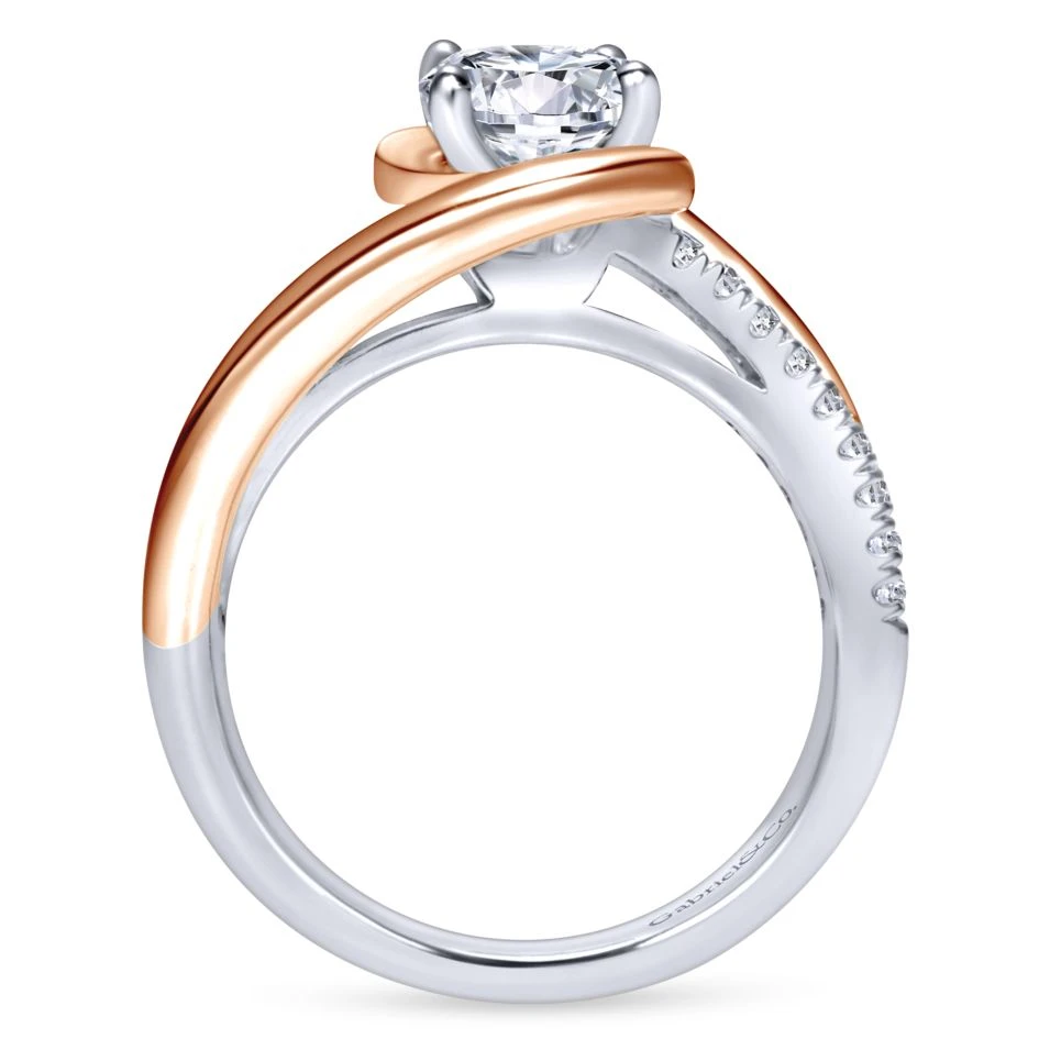 Gabriel Bridal Collection White And Pink Gold Diamond Diamond Accent Bypass Round Engagement Ring (0.2 Ctw) 4 Gabriel Bridal Collection White And Pink Gold Diamond Diamond Accent Bypass Round Engagement Ring (0.2 Ctw) - Image 2