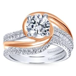 Gabriel Bridal Collection White And Pink Gold Diamond Diamond Accent Bypass Round Engagement Ring (0.2 Ctw) 10 Gabriel Bridal Collection White And Pink Gold Diamond Diamond Accent Bypass Round Engagement Ring (0.2 Ctw) -DIAMOND JEWELRY SHOP gabriel er10309t44jj 4