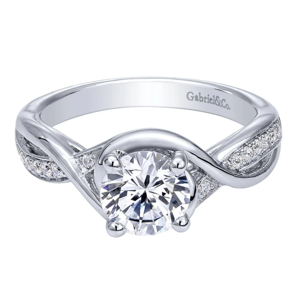 Gabriel Bridal Collection White Gold Diamond Criss Cross Round Engagement Ring (0.1 Ctw) 3 Gabriel Bridal Collection White Gold Diamond Criss Cross Round Engagement Ring (0.1 Ctw)