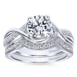 Gabriel Bridal Collection White Gold Diamond Criss Cross Round Engagement Ring (0.1 Ctw) 10 Gabriel Bridal Collection White Gold Diamond Criss Cross Round Engagement Ring (0.1 Ctw) -DIAMOND JEWELRY SHOP gabriel er10315w44jj 4