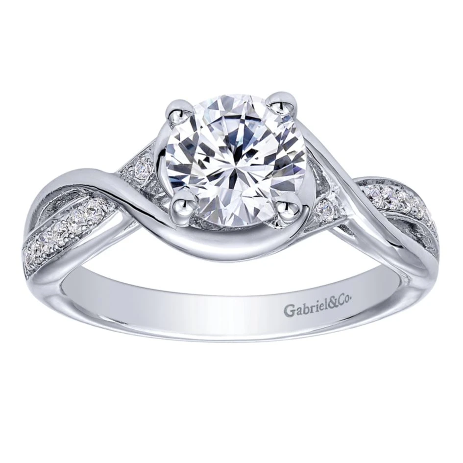 Gabriel Bridal Collection White Gold Diamond Criss Cross Round Engagement Ring (0.1 Ctw) 7 Gabriel Bridal Collection White Gold Diamond Criss Cross Round Engagement Ring (0.1 Ctw) - Image 5