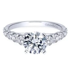 Gabriel Bridal Collection White Gold Diamond Graduating Diamond Accent With Straight Cathedral Setting Engagement Ring (1 Ctw)