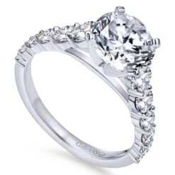 Gabriel Bridal Collection White Gold Diamond Graduating Diamond Accent With Straight Cathedral Setting Engagement Ring (1 Ctw) -DIAMOND JEWELRY SHOP gabriel er11737r6w44jj 3