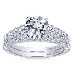 Gabriel Bridal Collection White Gold Diamond Graduating Diamond Accent With Straight Cathedral Setting Engagement Ring (1 Ctw) -DIAMOND JEWELRY SHOP gabriel er11737r6w44jj 4
