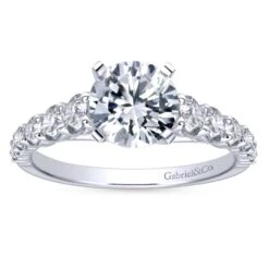 Gabriel Bridal Collection White Gold Diamond Graduating Diamond Accent With Straight Cathedral Setting Engagement Ring (1 Ctw) -DIAMOND JEWELRY SHOP gabriel er11737r6w44jj 5