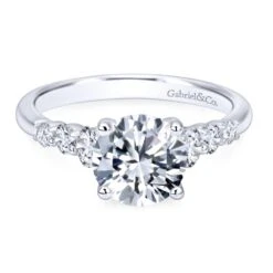 Gabriel Bridal Collection White Gold Trellis Setting Diamond Straight Engagement Ring (0.5 Ctw)