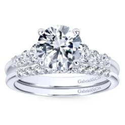 Gabriel Bridal Collection White Gold Trellis Setting Diamond Straight Engagement Ring (0.5 Ctw) -DIAMOND JEWELRY SHOP gabriel er11752r4w44jj 4