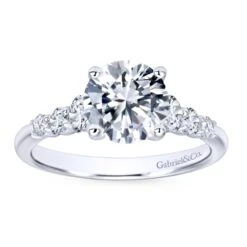 Gabriel Bridal Collection White Gold Trellis Setting Diamond Straight Engagement Ring (0.5 Ctw) -DIAMOND JEWELRY SHOP gabriel er11752r4w44jj 5