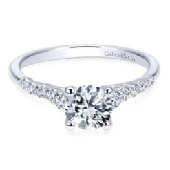 Gabriel Bridal Collection White Gold Diamond Accent Graduating Diamonds With Straight Shank Engagement Ring (0.26 Ctw)