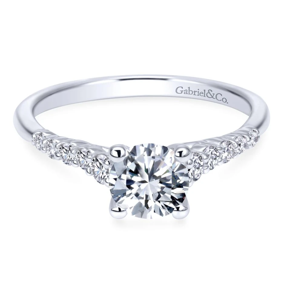 Gabriel Bridal Collection White Gold Diamond Accent Graduating Diamonds With Straight Shank Engagement Ring (0.26 Ctw) 3 Gabriel Bridal Collection White Gold Diamond Accent Graduating Diamonds With Straight Shank Engagement Ring (0.26 Ctw)