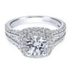 Gabriel Bridal Collection White Gold Diamond Milgrain And Channel Setting Double Halo Engagement Ring (1 Ctw)