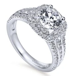 Gabriel Bridal Collection White Gold Diamond Milgrain And Channel Setting Double Halo Engagement Ring (1 Ctw) 9 Gabriel Bridal Collection White Gold Diamond Milgrain And Channel Setting Double Halo Engagement Ring (1 Ctw) -DIAMOND JEWELRY SHOP gabriel er11760r4w44jj 3