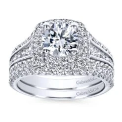 Gabriel Bridal Collection White Gold Diamond Milgrain And Channel Setting Double Halo Engagement Ring (1 Ctw) 10 Gabriel Bridal Collection White Gold Diamond Milgrain And Channel Setting Double Halo Engagement Ring (1 Ctw) -DIAMOND JEWELRY SHOP gabriel er11760r4w44jj 4