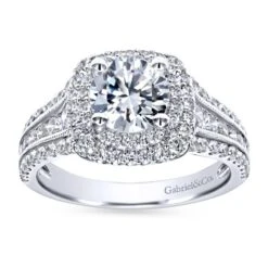 Gabriel Bridal Collection White Gold Diamond Milgrain And Channel Setting Double Halo Engagement Ring (1 Ctw) 11 Gabriel Bridal Collection White Gold Diamond Milgrain And Channel Setting Double Halo Engagement Ring (1 Ctw) -DIAMOND JEWELRY SHOP gabriel er11760r4w44jj 5