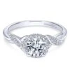 Gabriel Bridal Collection White Gold Twisted Shank Diamond Halo Engagement Ring (0.14 Ctw)