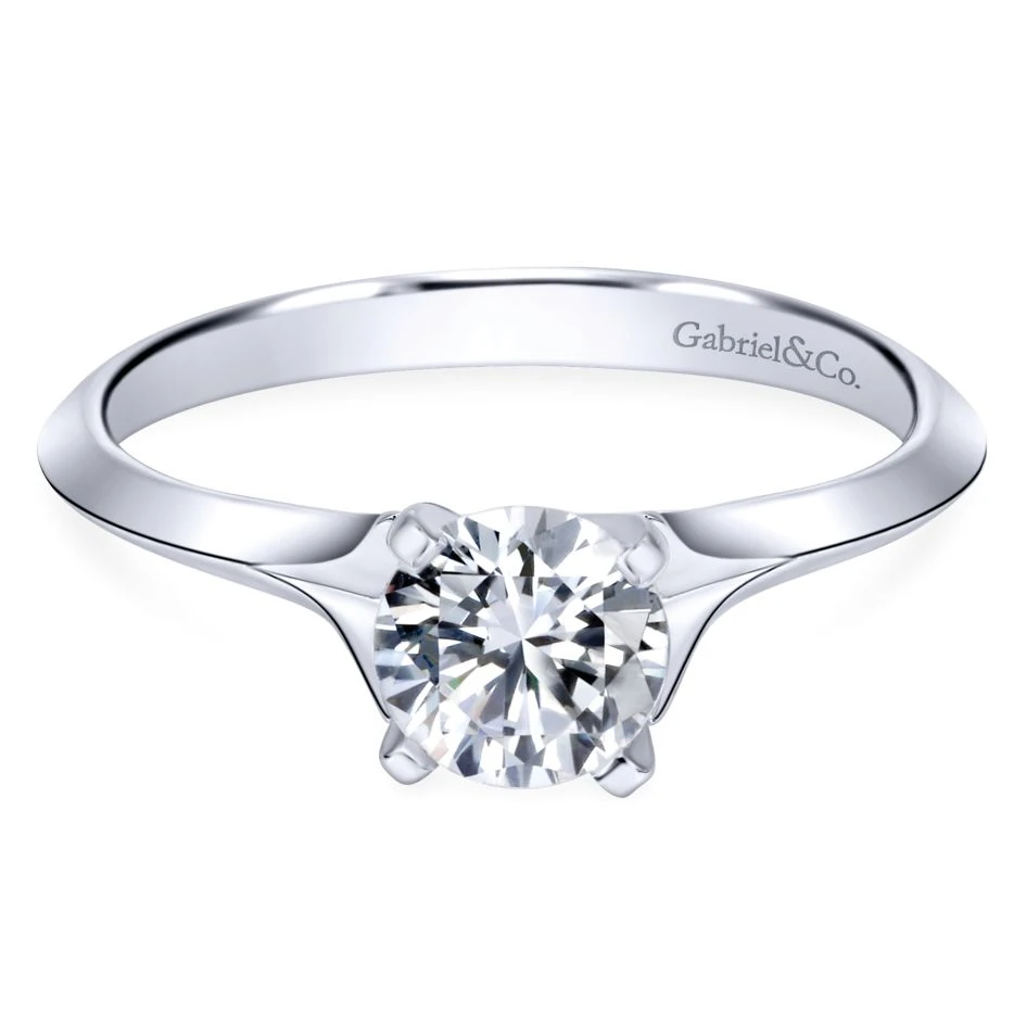 Gabriel Bridal Collection White Gold Solitaire Rounded Cathedral Engagement Ring 3 Gabriel Bridal Collection White Gold Solitaire Rounded Cathedral Engagement Ring