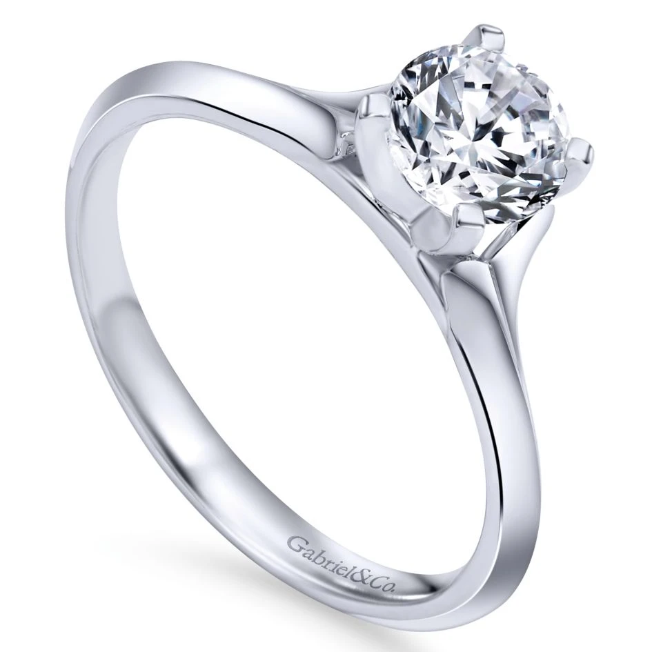 Gabriel Bridal Collection White Gold Solitaire Rounded Cathedral Engagement Ring 5 Gabriel Bridal Collection White Gold Solitaire Rounded Cathedral Engagement Ring - Image 3