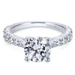 Gabriel Bridal Collection White Gold Diamond Diamond Accent Straight Engagement Ring (0.81 Ctw)