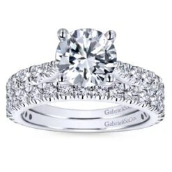 Gabriel Bridal Collection White Gold Diamond Diamond Accent Straight Engagement Ring (0.81 Ctw) -DIAMOND JEWELRY SHOP gabriel er12293r6w44jj 4